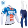 Set Fietsshirt Lange Mouw + Lange Koersbroek 2024 Team DSM Winter Thermal Fleece Blauw